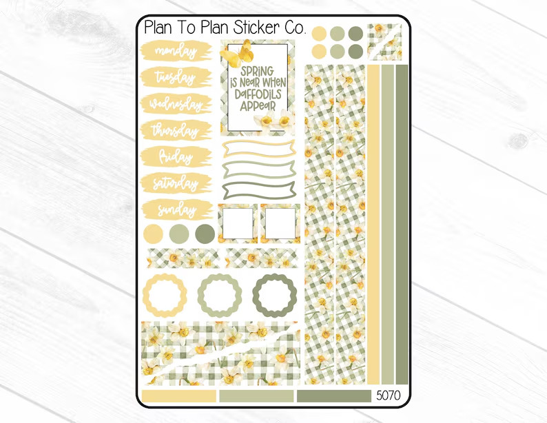 5070~~Spring Daffodil Journaling Kit Planner Stickers.