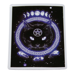 Moon Phase Crystal Pentagram Celestial Purple Cat Rectangle Card Sticker