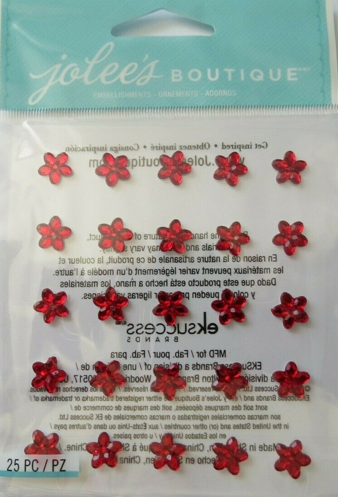 JOLEE’S BOUTIQUE MINI FLOWER GEMS RED RUBY 25 PC STICKERS SCRAPBOOK CRAFT