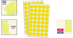 2000 Yellow Round Dot Stickers – 3/4 Inch Self-Adhesive Labels for Versatile Use