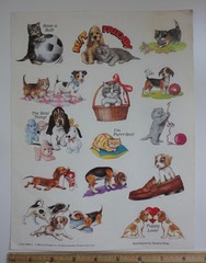 Vintage 1985 Scholastic Dog & Cat Sticker Sheet 14 Stickers 1980s