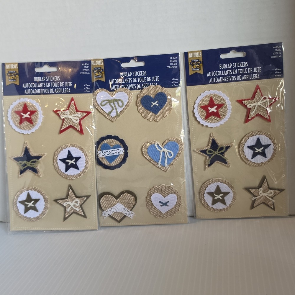 Burlap Stars & Hearts Scrapbooking Stickers by Little Yellow Bicycle