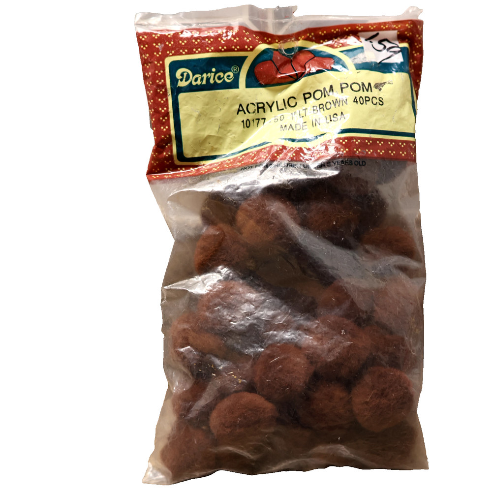 Darice Acrylic Pom Poms Brown 1″ (40 pieces)