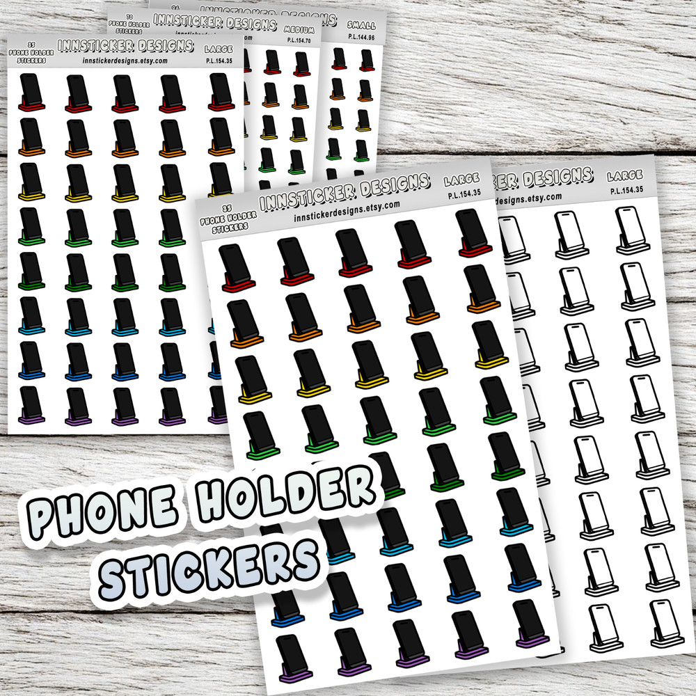 Phone Holder Stickers, Mini Icon Reminder Planner stickers, Journals, Scrapbooks