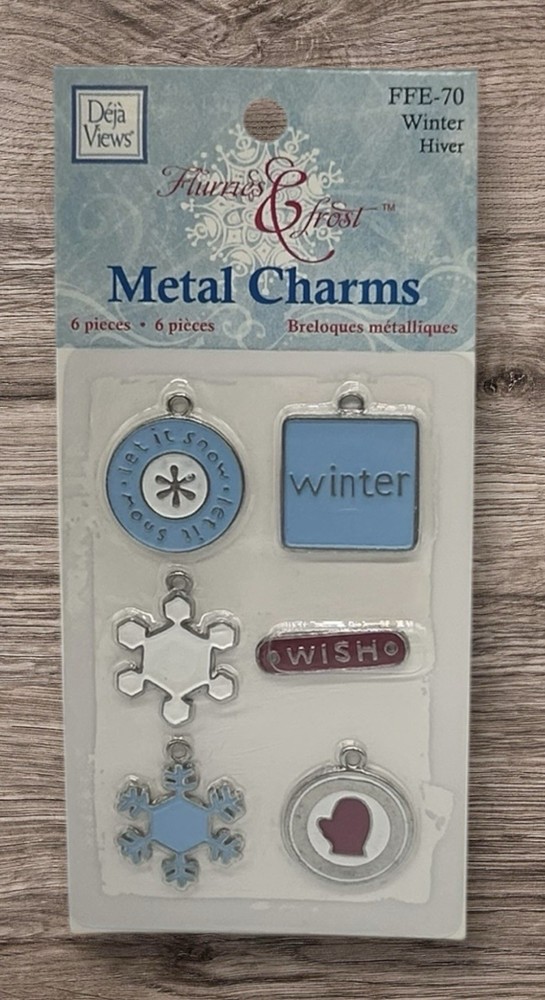 Deja Views Winter Hiver Christmas Metal Charms 6 Pc Scrapbooking NEW