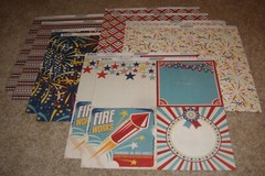 Bo Bunny Double-Sided Paper Lot B ~ «Firecracker » Lot of Ten Sheets.