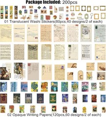 Creative Vintage Scrapbooking Supplies Pack: 200PCS for All Your Crafting Needs