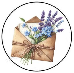 LAVENDER FORGET ME NOTS MAIL ENVELOPE SEALS LABELS STICKERS PARTY FAVORS