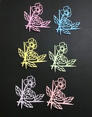 FLOWERS CORNER BORDER Die Cut Embellishments 6 pcs 2-1/4 x 2-1/8 Scrapbook Cards
