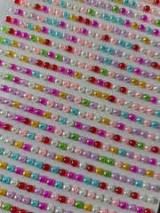 CraftbuddyUS 750 pcs x 3mm (30 Stripes) Self Adhesive MIXED Pearl Round Gems