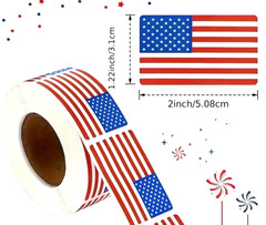 Stickers 250 PCS American Flag Bright Color Sticker Self Adhesive 2 IN X 1.22 IN