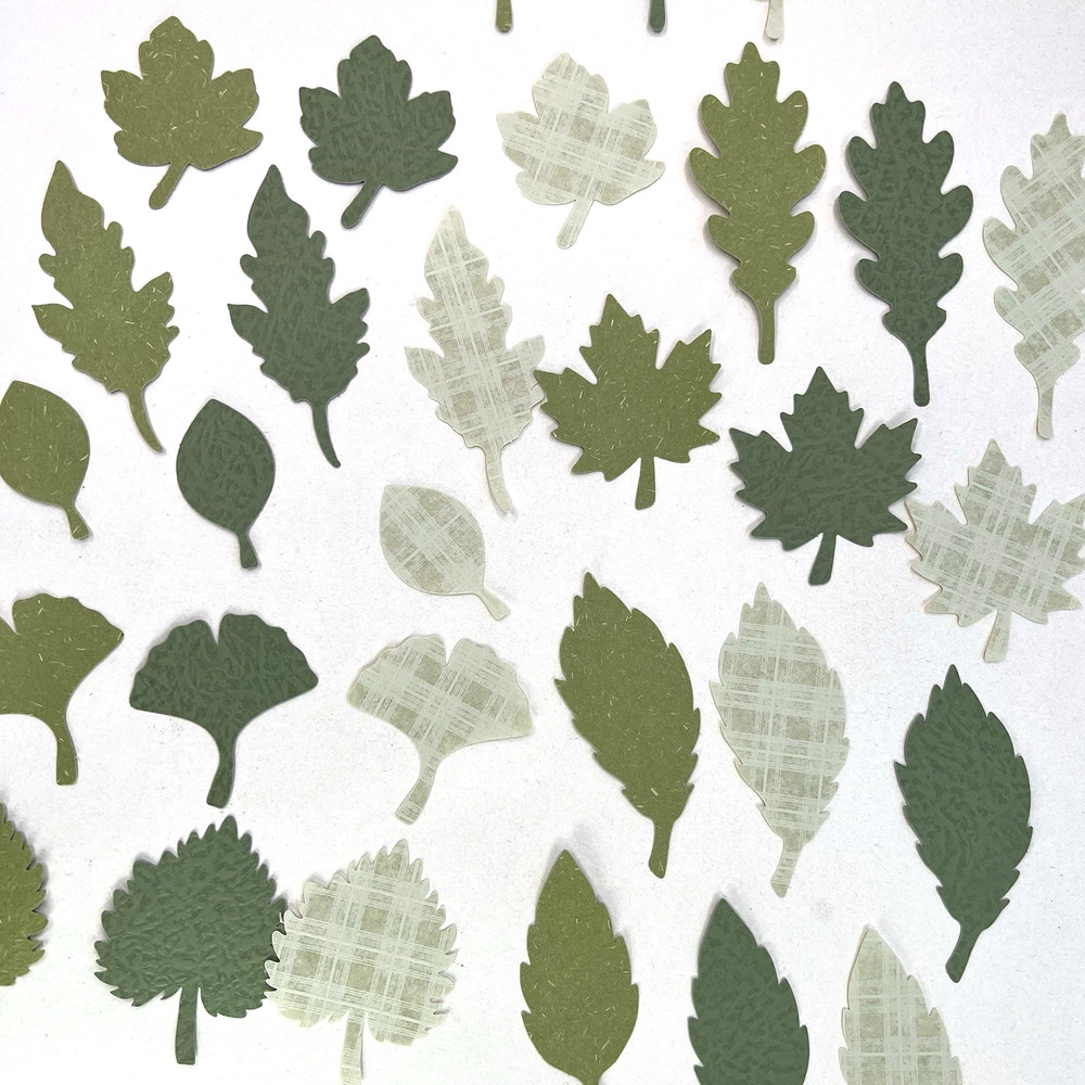 Green Leaf Die Cut Shapes Collage Junk Journals Cards Scrapbooking