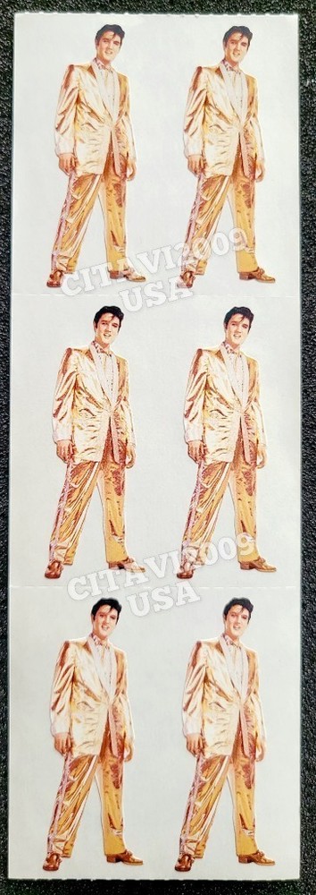 Vintage Stickers Sheet Elvis Presley In Golden Suit Paper House Rare.