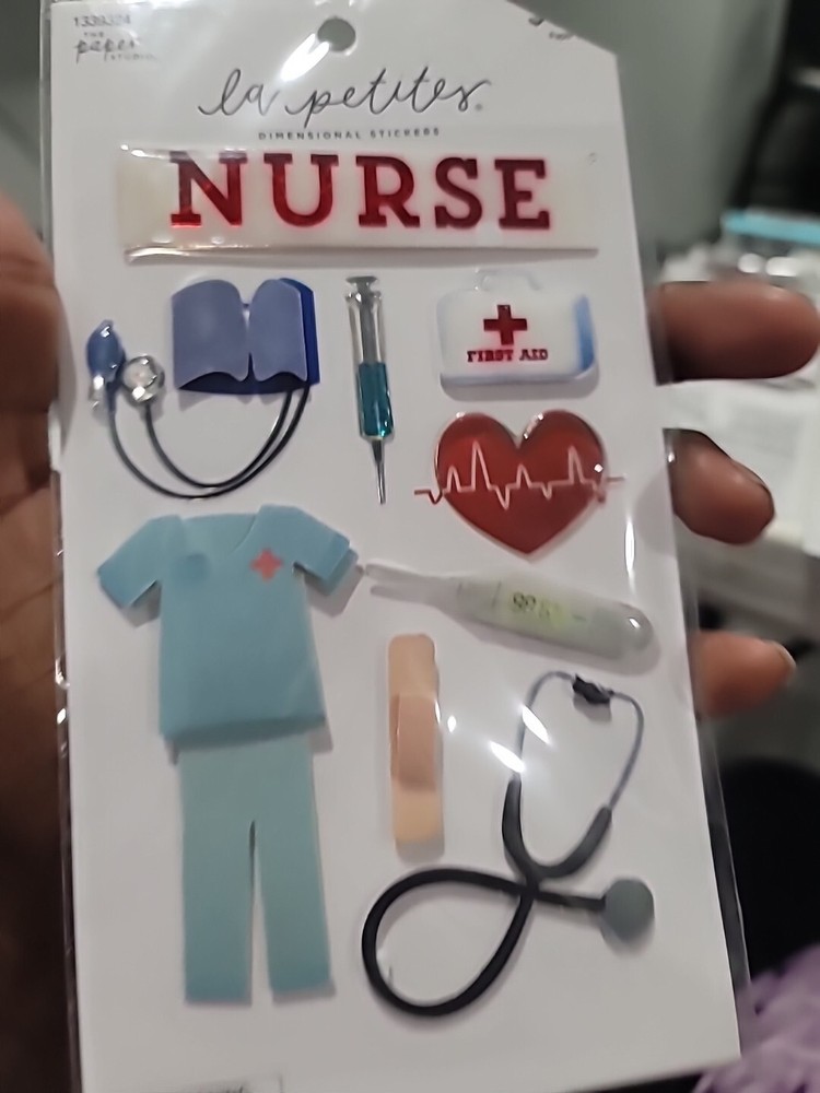 La Petites Dimensional Stickers The Paper Studio NURSE Stickers 9 Pcs ST1