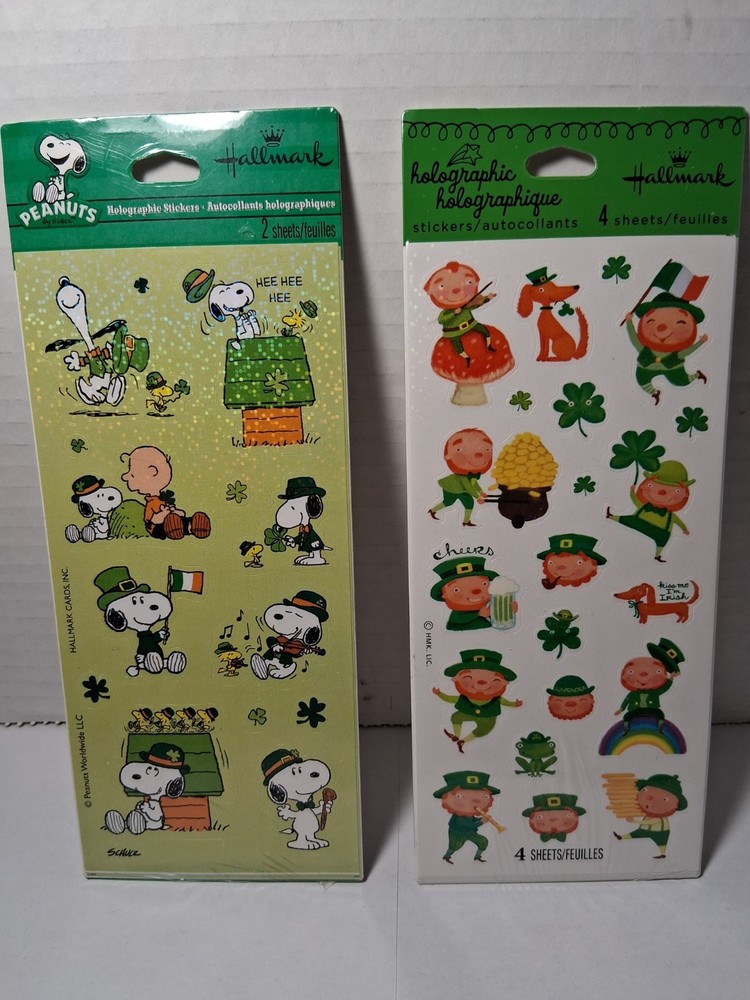 2 Packs Of Hallmark Peanuts St. Patrick’s Day Stickers Irish Leprechaun Ireland