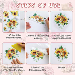 3 Sheets Rub on Transfers for Crafts and Furniture Pink Vintage Floral