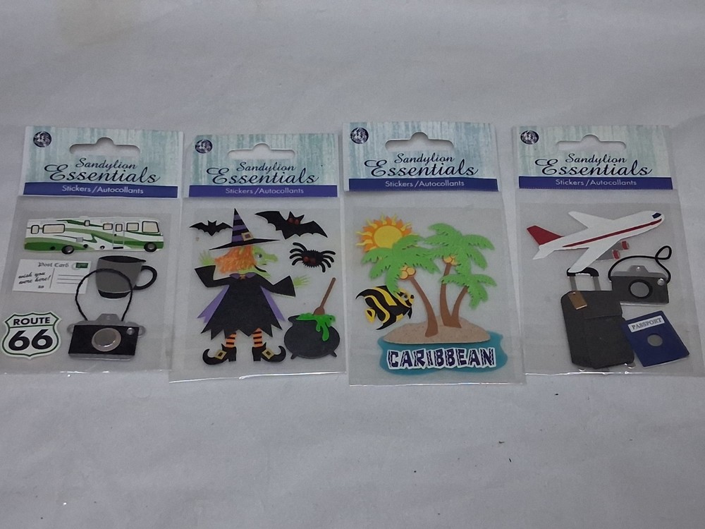 SET of 4 Packages Sandylion Essentials Scrapbooking Stickers Travel Witch NEW