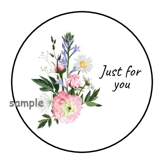 30 JUST FOR YOU FLORAL BOUQUET ENVELOPE SEALS LABELS STICKERS 1.5″ ROUND FLOWERS
