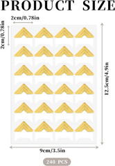 240 Pieces Photo Corners for Scrapbooking, Gold Photo Corner Stickers, Self-Adhe
