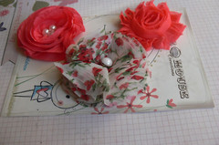 TANGERINE Fabric Lace & Organza 3 Flower Pk approx 65-80mm Manor House MHXC