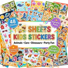48 Sheets Kids Stickers Variety Pack Classroom Rewards Party Favors