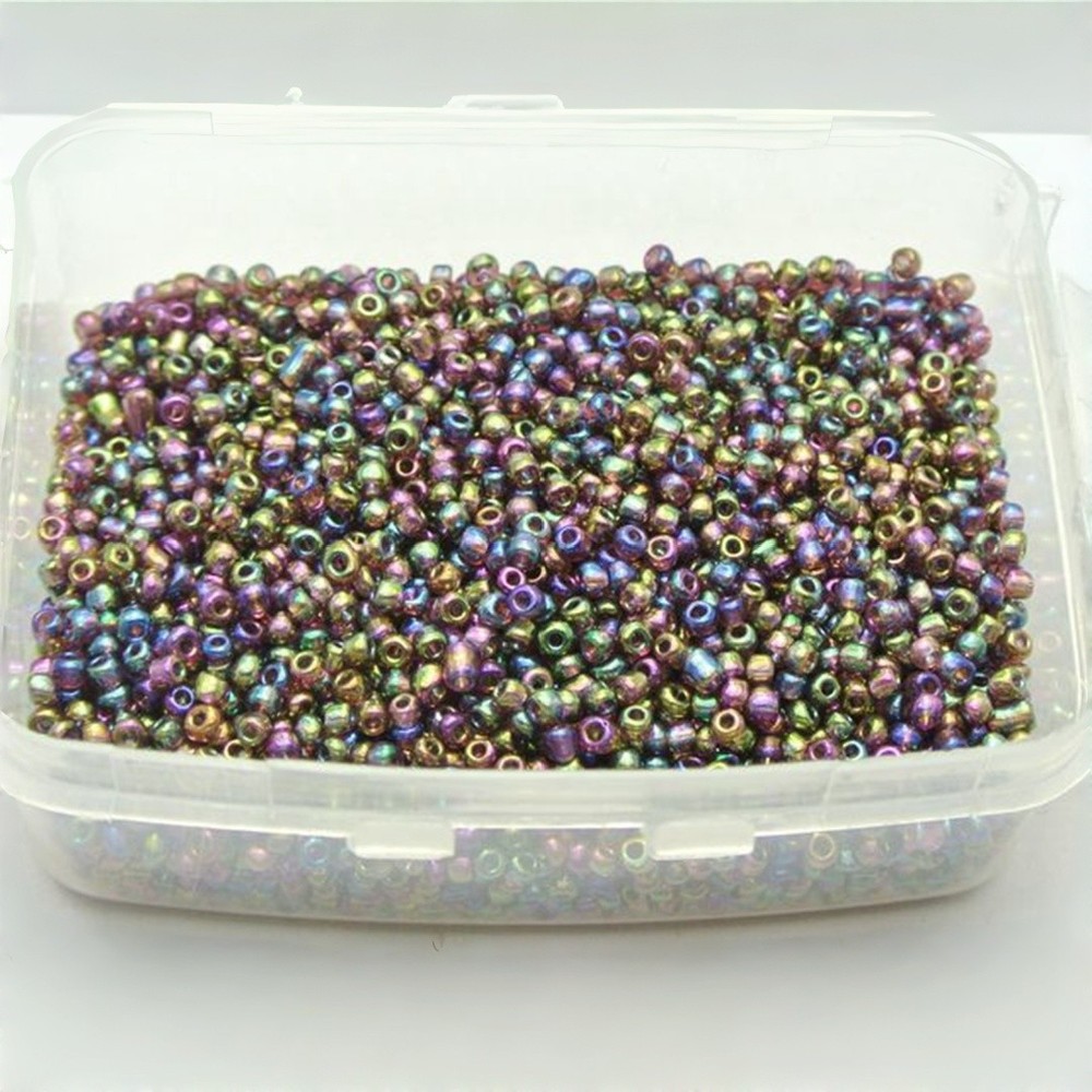 4000 Pcs Glass Beads 2mm(10/0) Transparent AB + Storage Box Colour Choice