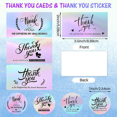 1120 Pcs Thank You Cards and Stickers Set, Include 120 Business Card 1000 Roll L