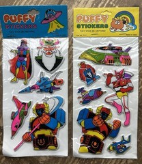 2 NOS Vintage Taiwan Cartoon Battle Space Robot Puffy Stickers