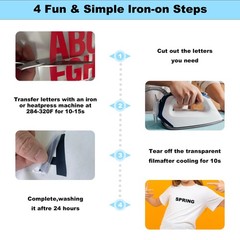 220 Pieces Iron on Letters for Clothing, 5 Sheets of Black Heat Black,