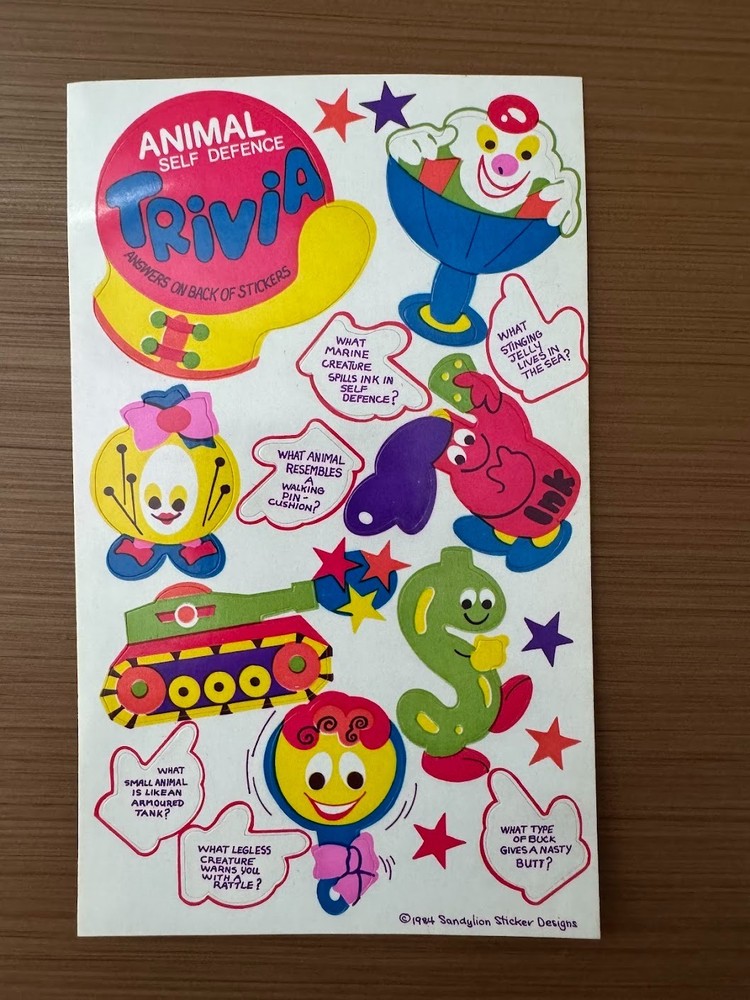 1980s Vintage Sticker Sandylion Maxi Activity Animal Self Defence Defense RARE