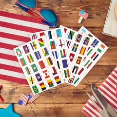 Hooqict 960 Pieces World Flag Stickers 192 Country Flags of The Red