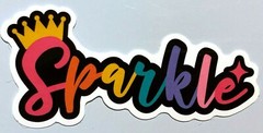 Sparkle Sticker w/ Crown Tiara Gradient Multi-Colors Decal Design Rainbow Small