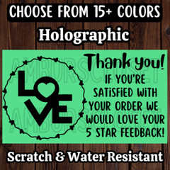 50 THANK YOU LOVE STICKERS 2.25″ LABELS FEEDBACK SHOP Thermal SCRATCH RESISTANT