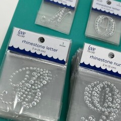 Lot of Rhinestone Letters & Numbers Adhesive Craft Variety