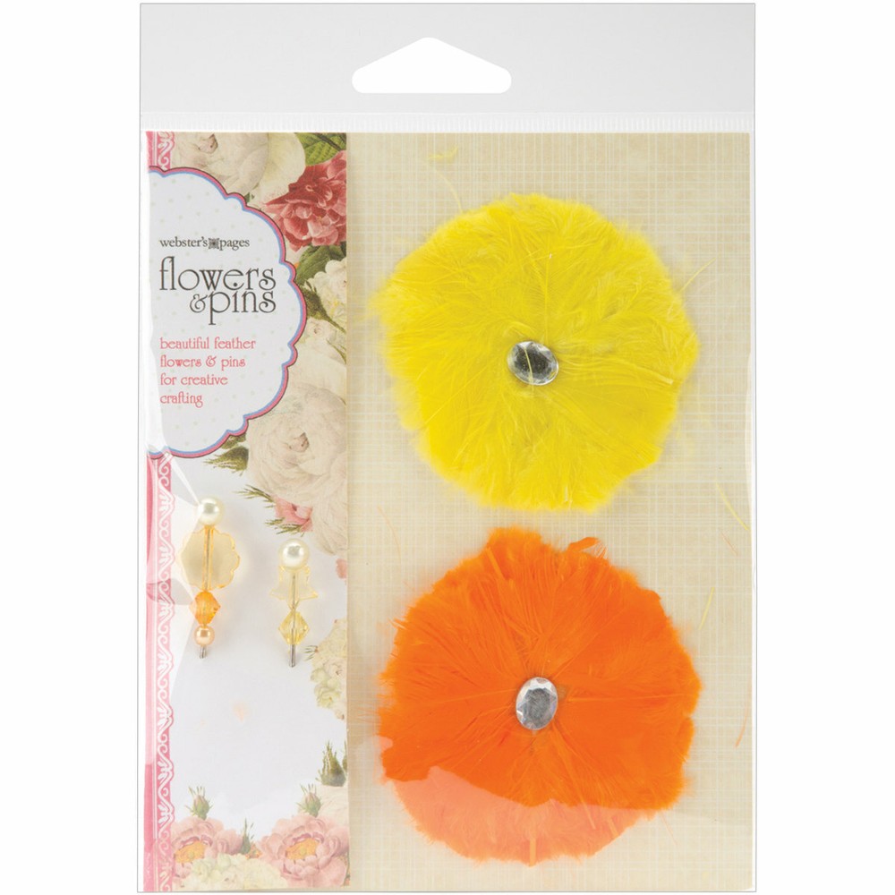 NEW Webster’s Pages Flowers & Pins feather flowers pins FP102