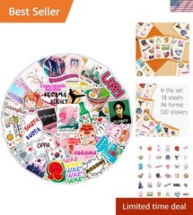 100Pcs Waterproof South Korea Stickers – Perfect for Luggage & Water Bottle