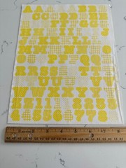 Making Memories Large Yellow Pattern Upper/Lower Case ABC/123 Scrapbooking