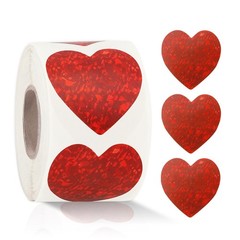 Heart Stickers, 500Pcs 1.5 Red Heart Stickers Roll, Self Adhesive Valentine S…