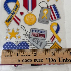 Sticko Military Support The Troops Stickers Patriotic USA Scrapbooking 14 Pc
