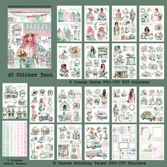 Pre Cut Journal Sticker Book Assorted Paper PET Washi Stickers Scrapbooking