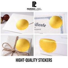 Dull Gold Seals 1″ Starburst – Foil Dull Labels 1” • 250/Roll