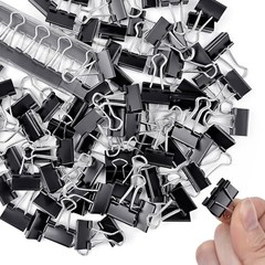 124 Pcs Black Small Binder Clips, 3/4inch(19mm) Mini Binder Clips Paper Clamps