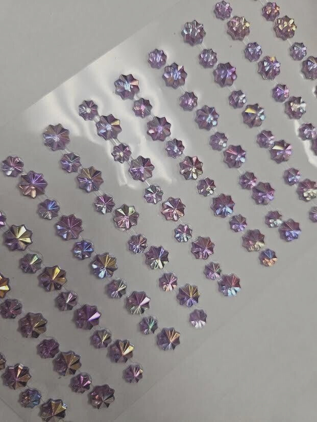 CraftbuddyUS 110pcs, AB LILAC FLOWER Self Adh Rhinestone Gems Wedding Craft