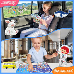 6 Set (260pcs) Puffy Sticker Books Activity for Kids, Animal, Farm, Dinosaurs, S