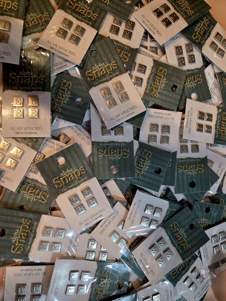 Alpha Snaps 50packs. accents All my memories safe 4 scrap book. Letters&Numbers