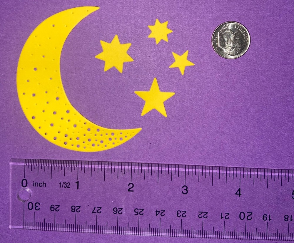 🌜5 MOON & STARS🌠 cardstock paper die cut embellishments …