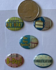 HAPPY BIRTHDAY Epoxy Oval Bubble Phrase Stickers(5pc)Li’l Davis•Cake Time•Party