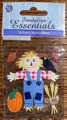 Essentials Halloween Scare Crow Pumpkins Hay Wheat Leaves 3D Scrapbook Stickers
