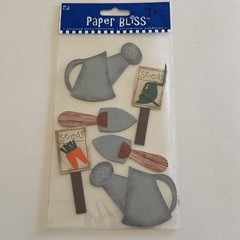 Paper Bliss dimensional stickers Garden Watering Can Shovels 3D STICKERS