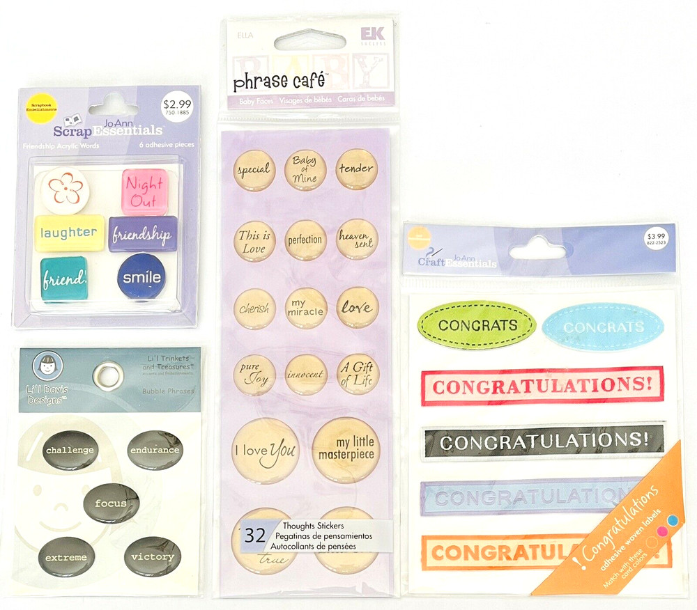 Lot 4 Small Packages Epoxy Stickers Crafts Greeting Cards Scrapbooking New